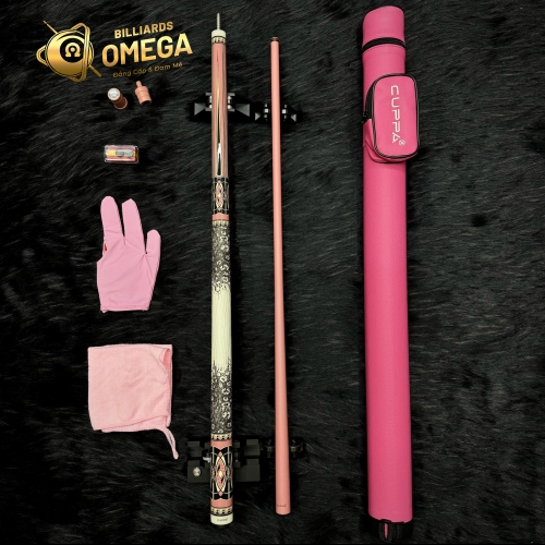 Cuppa Pink E1 Ngọn Carbon Hồng | Cơ Bida Lỗ Chính Hãng (Kèm Full Phụ Kiện)