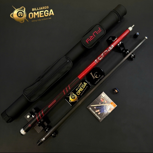 Leadsuper Dragon Red | Cơ Bida Lỗ Ngọn Carbon Công Nghệ Black Power DK (Tặng Kèm Phụ Kiện)